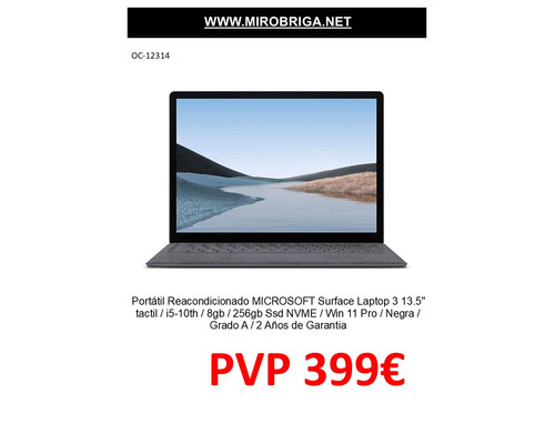 MICROSOFT SURFACE LAPTOP 3 13.5" REACONDICIONADO